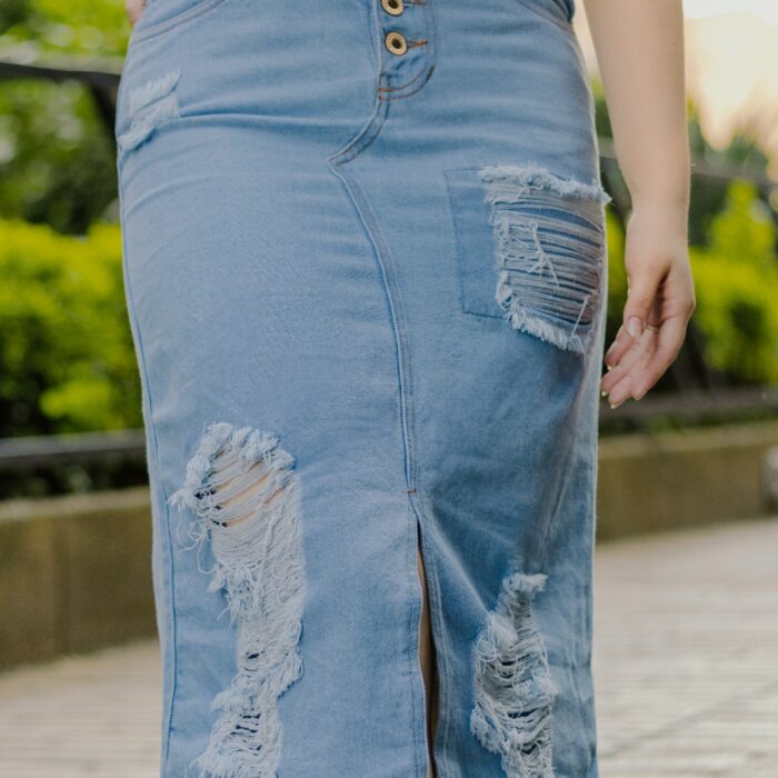 Falda Denim Botonadura Destroyer