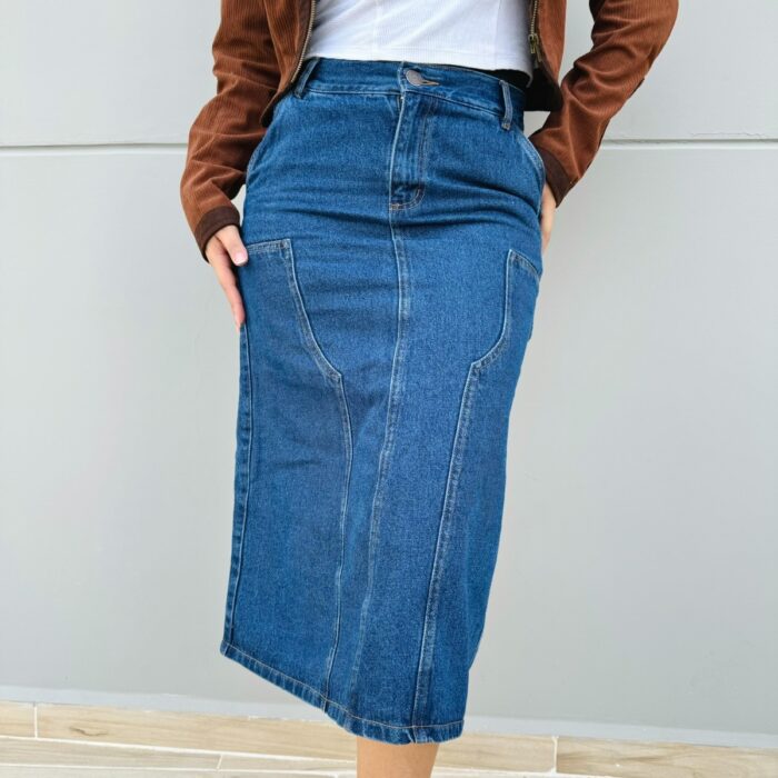 Falda Denim Costuras Curvas