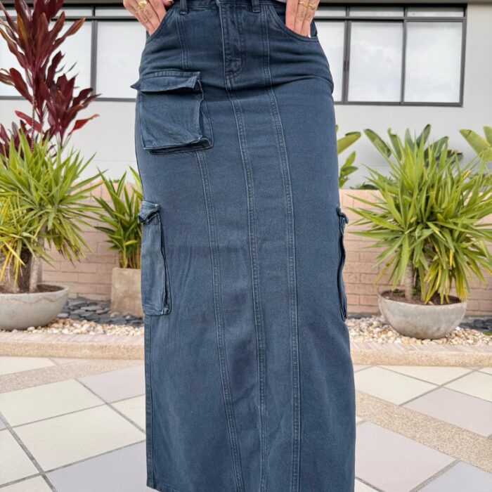 Falda Cargo Denim Maxi