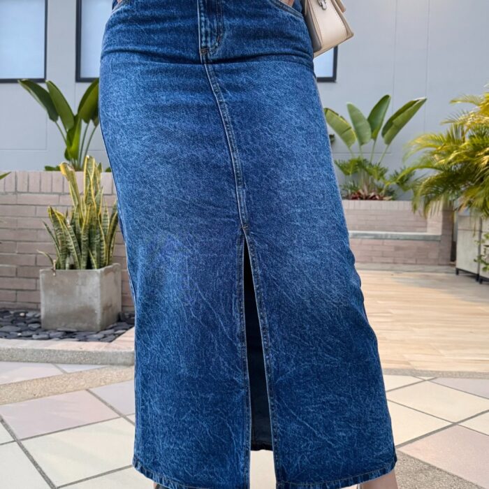 Falda Maxi Denim con Abertura Central