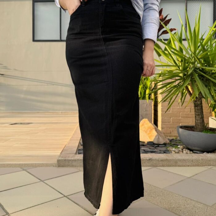 Falda Denim Abertura Central