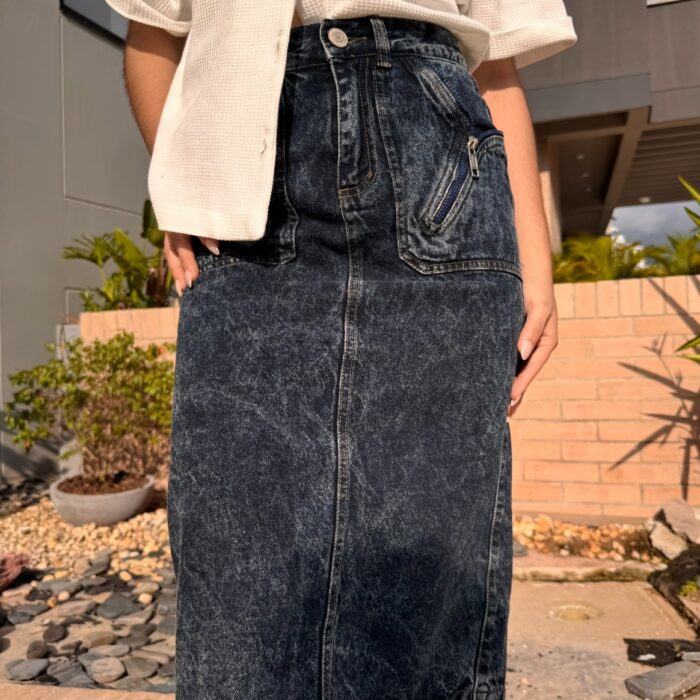 Falda Denim Bolsillos Diagonales